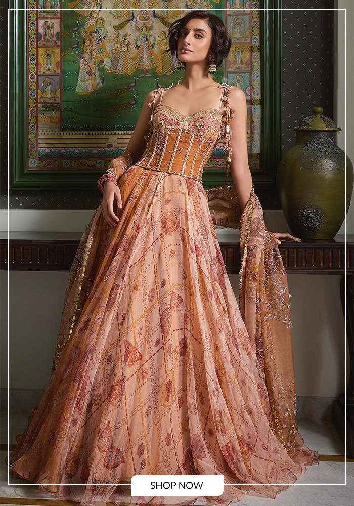 Embroidered corset anarkali with dupatta
