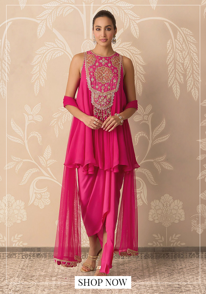 Embroidered kurta skirt set