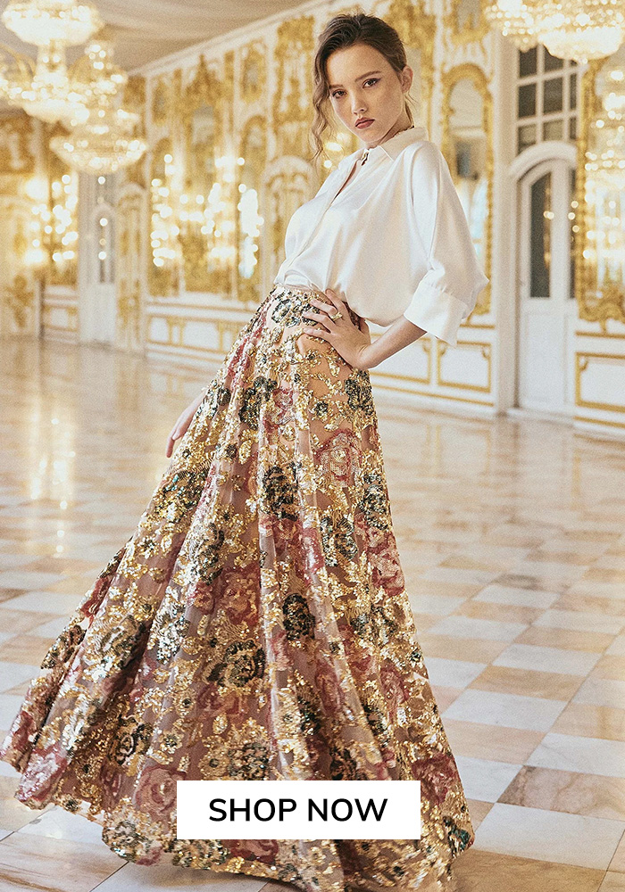 Floral sequin work maxi skirt