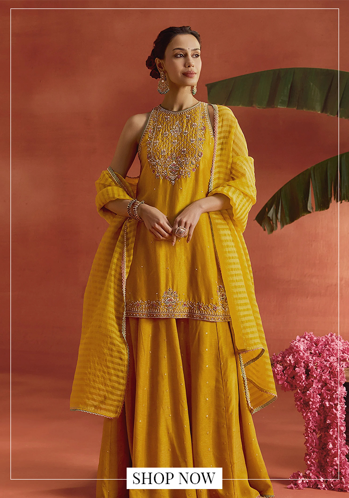 Halter neck kurta sharara set