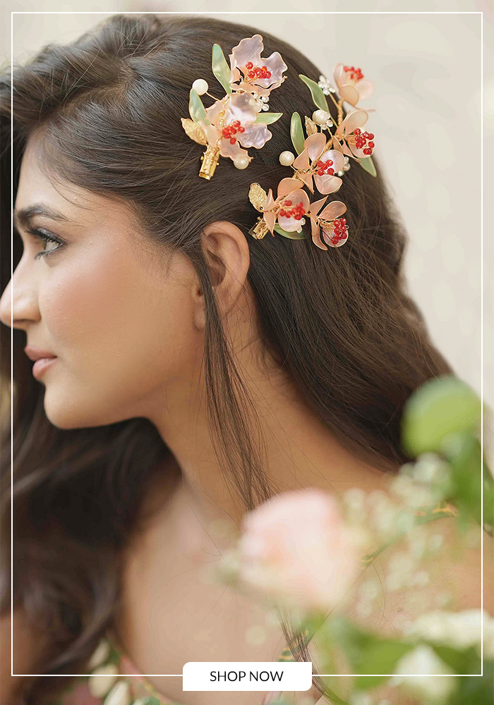 Jade Sakura blossom hair pins
