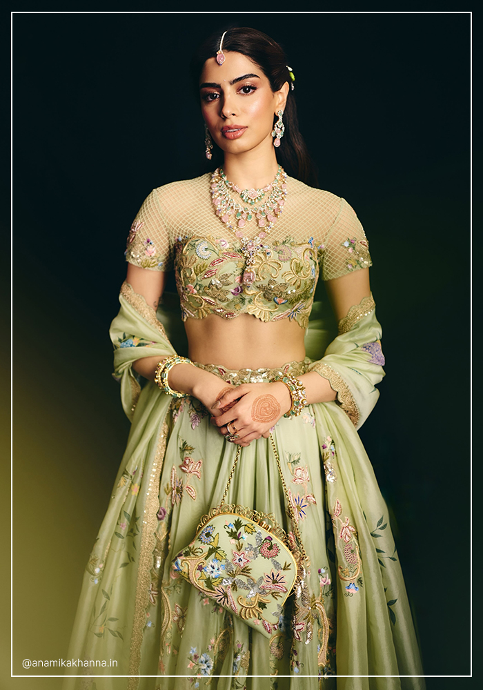 Khushi Kapoor in Anamika Khanna floral lehenga