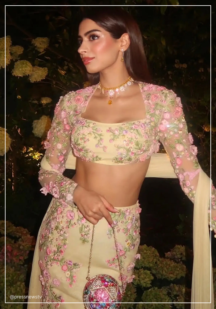 Khushi Kapoor in Manish Malhotra butter yellow lehenga