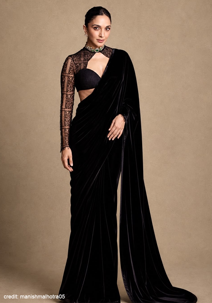 Kiara Advani black saree by Manish Malhotra