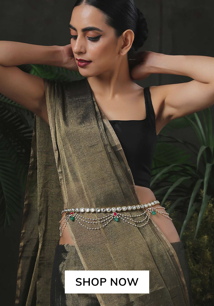 Kundan and pearl gold kamarbandh