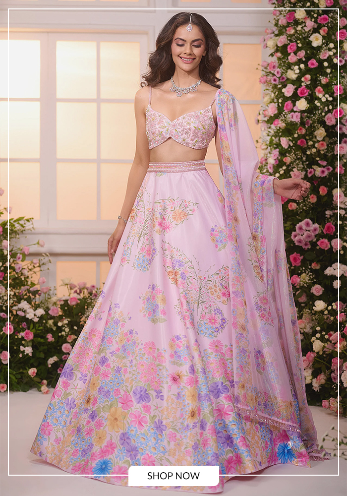 Label Priyanka Kar floral hand embroidered lehenga