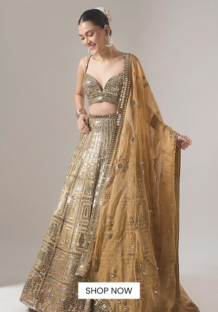 Mirror embroidered bridal lehenga set