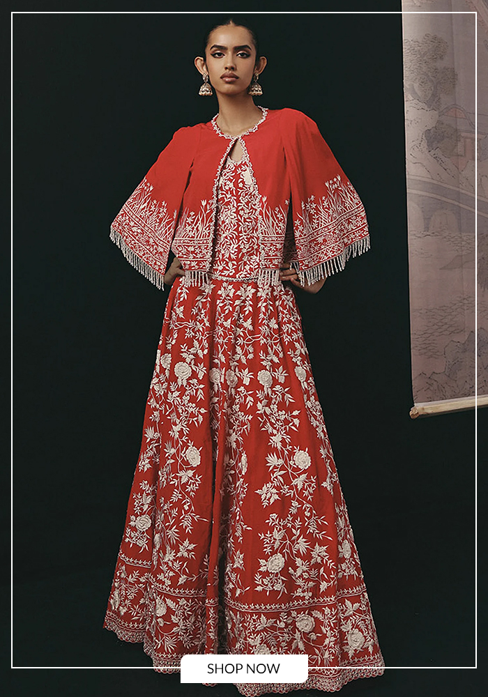 Mirrorwork cape lehenga