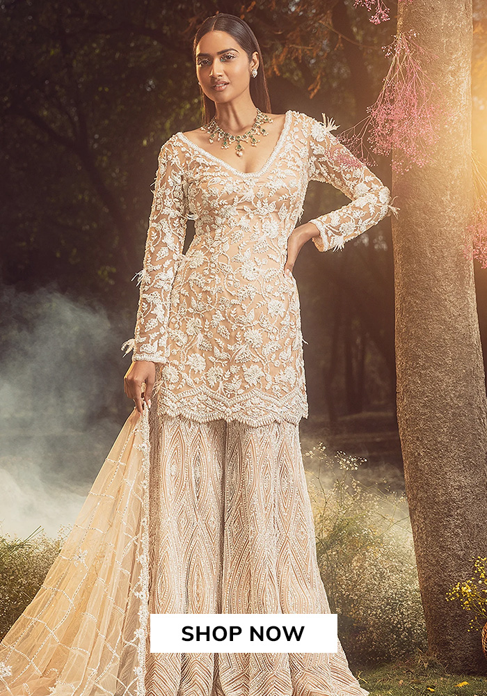 Nitika Gujral ivory kurta sharara set