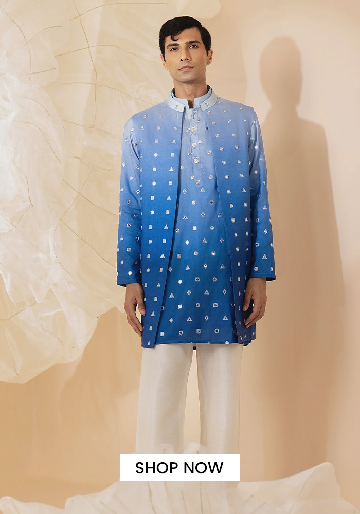 Ombre embellished nehru jacket