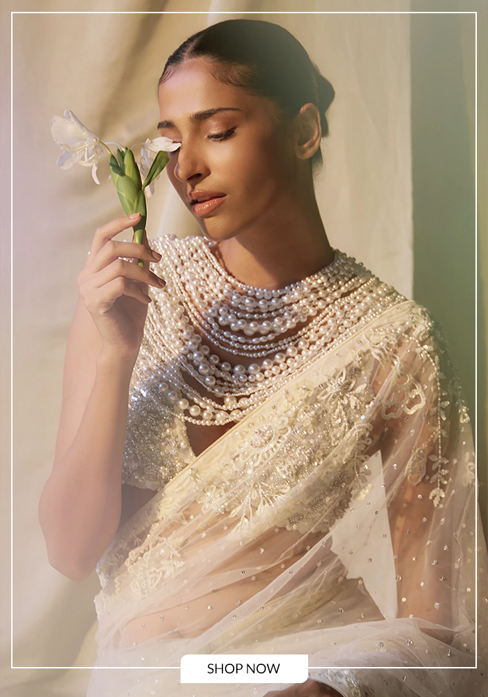 Pearl hand embroidered blouse