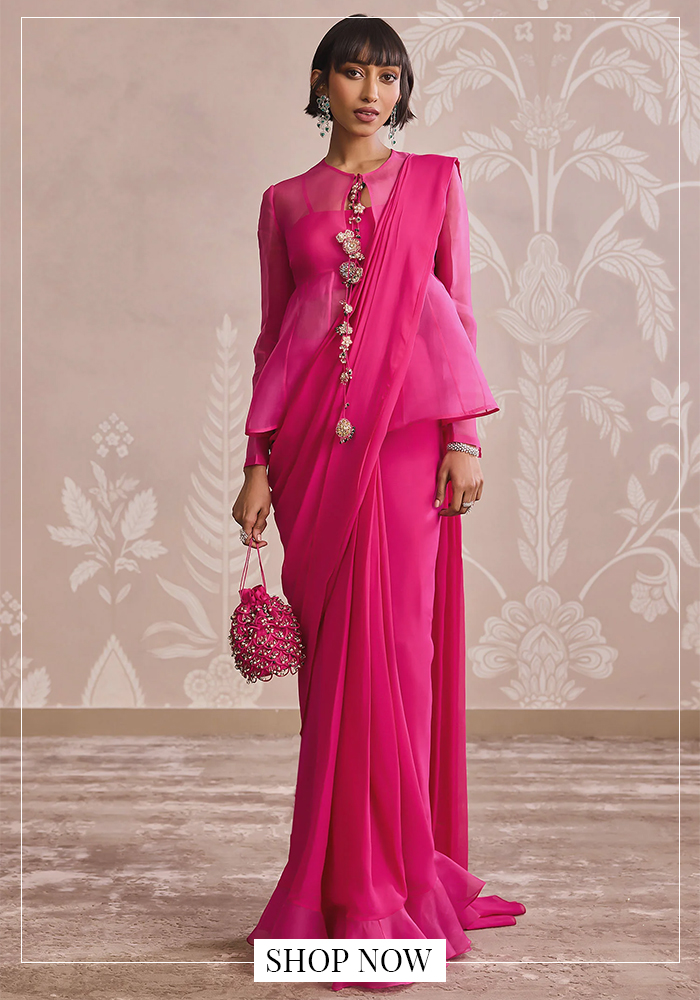 Peplum jacket with saree set