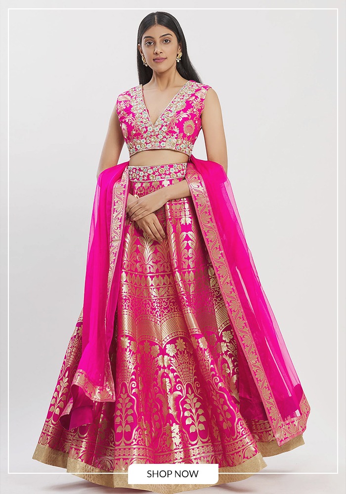Pink and gold lehenga