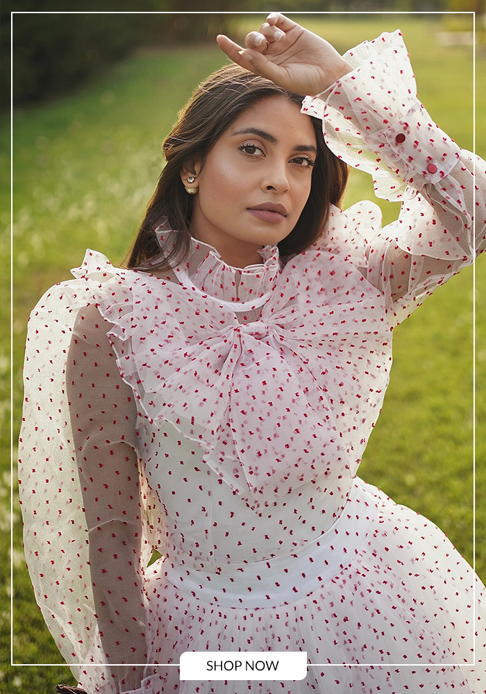 Polka dot ruffle blouse