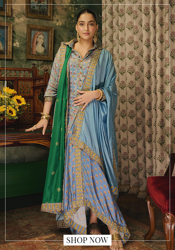 Pre draped lungi set'