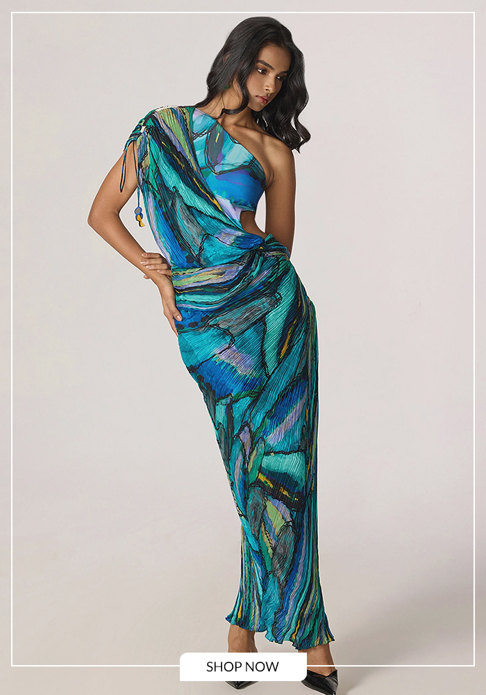 Printed bodice maxi dress