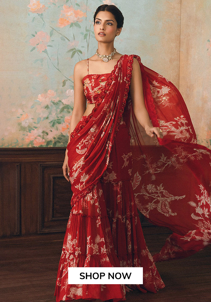 Radiant in Red A Sharara Saree Built for Celebration