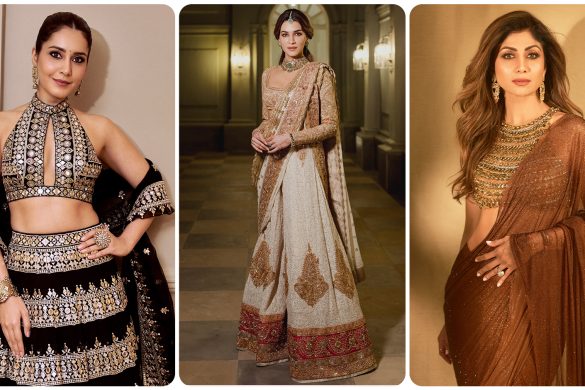Rashi Khanna, Kriti Sanon and Shilpa Shetty in gold outfits