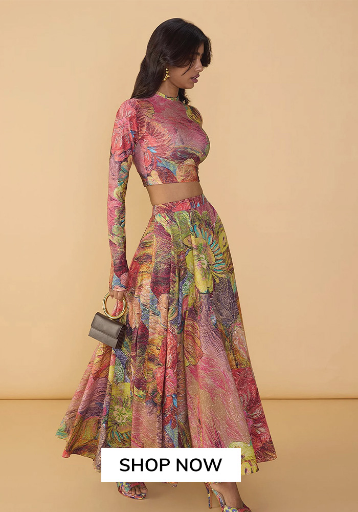 Saksha and Kinni fluroscent daisy peony maxi floral skirt