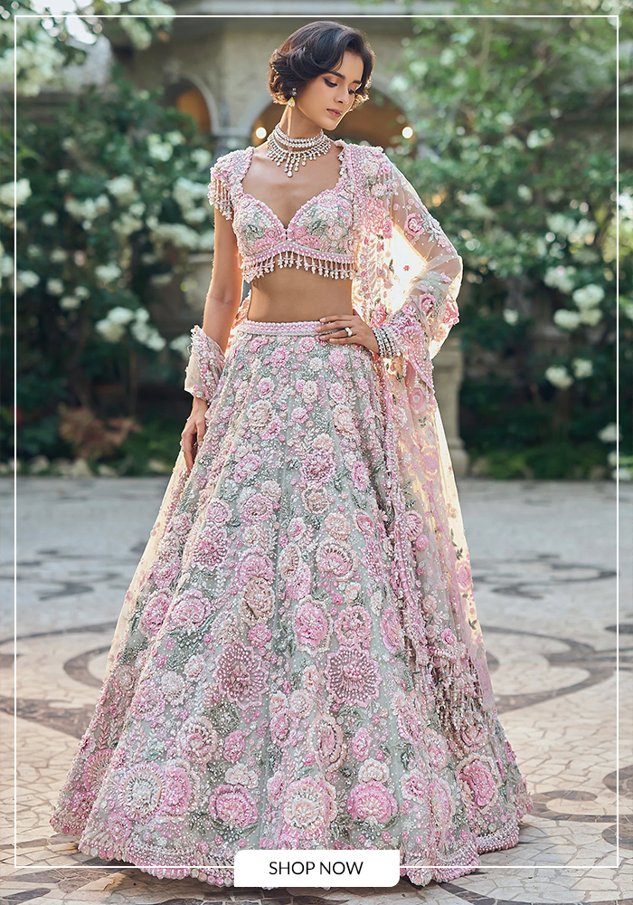 Seema Gujral multi-color floral lehenga
