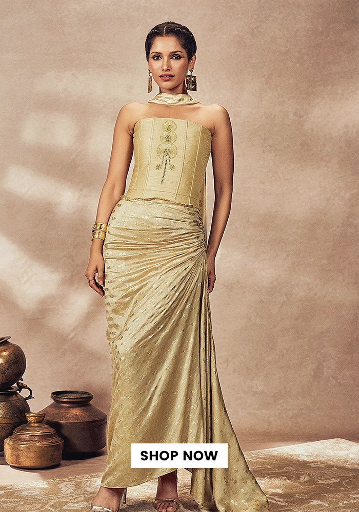 Sequin embroidered corset and skirt