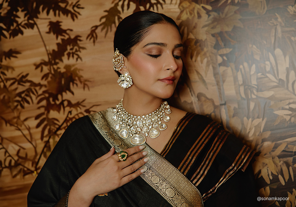 Sonam Kapoor in black raw mango anarkali
