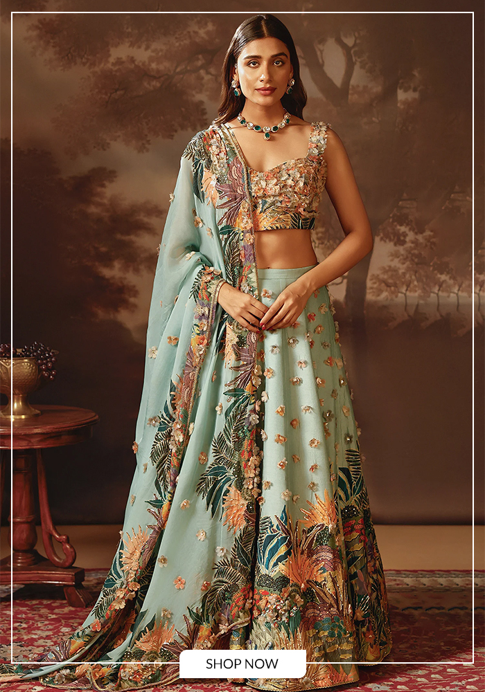 Soup by Sougat Paul flora appliqye foral lehenga
