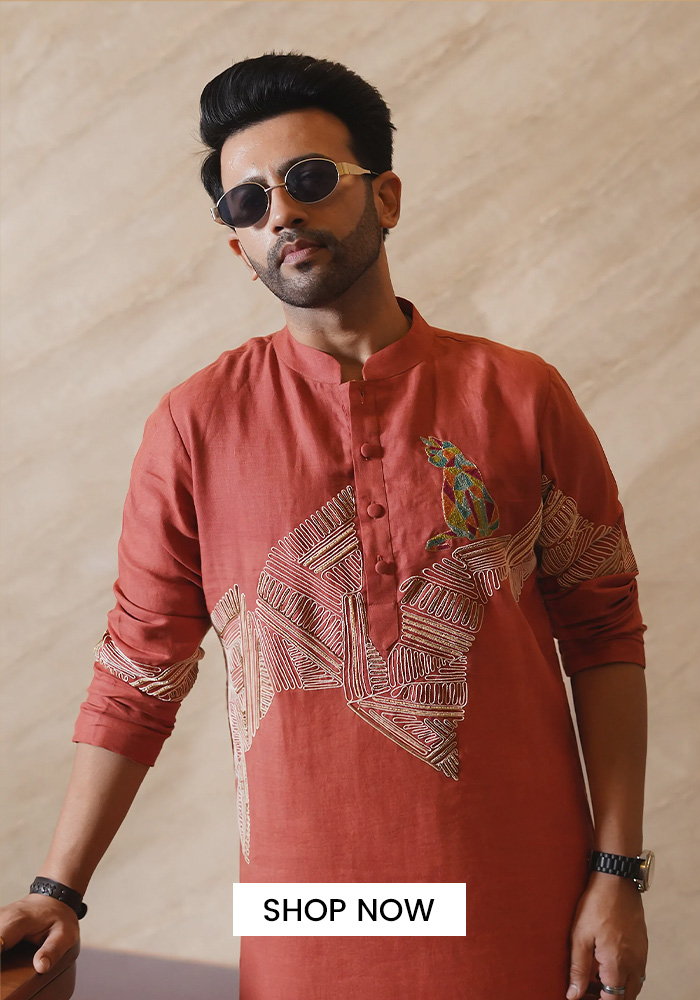 Teracotta prism printed kurta