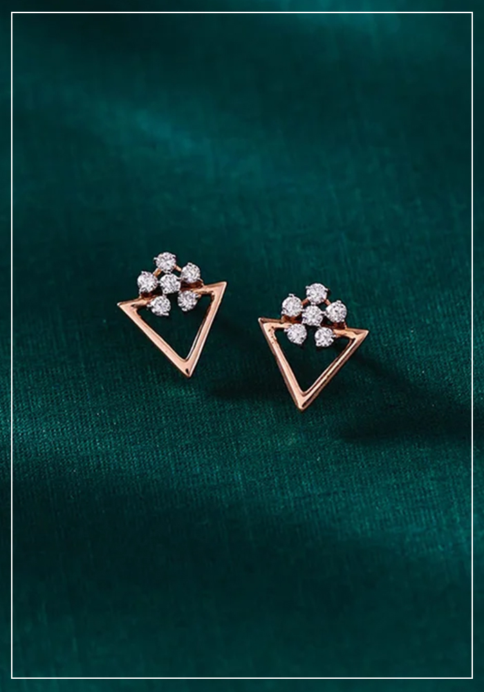 Triangle frame floral earrings