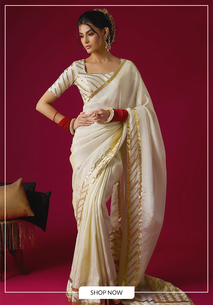 White and Gold Sarees for Onam — Reimagined