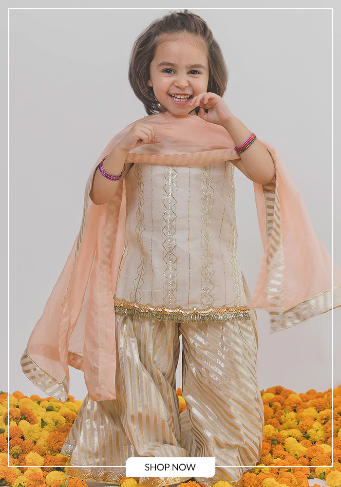Janmashtami Looks for Kids That Are Anything But Costume-y 12 6. Gota and Embroidered Sharara Sets
