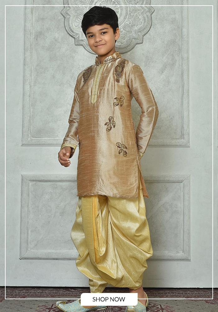 Janmashtami Looks for Kids That Are Anything But Costume-y 2 2. Kurta and Dhoti Sets