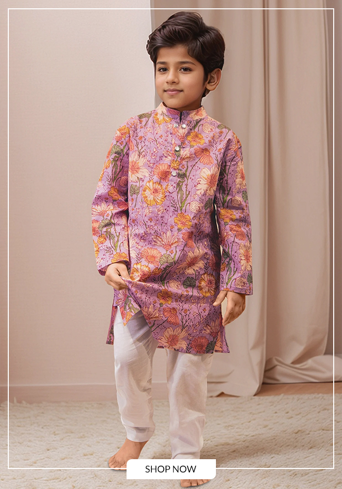 Janmashtami Looks for Kids That Are Anything But Costume-y 4 4. Floral and Printed Kurtas