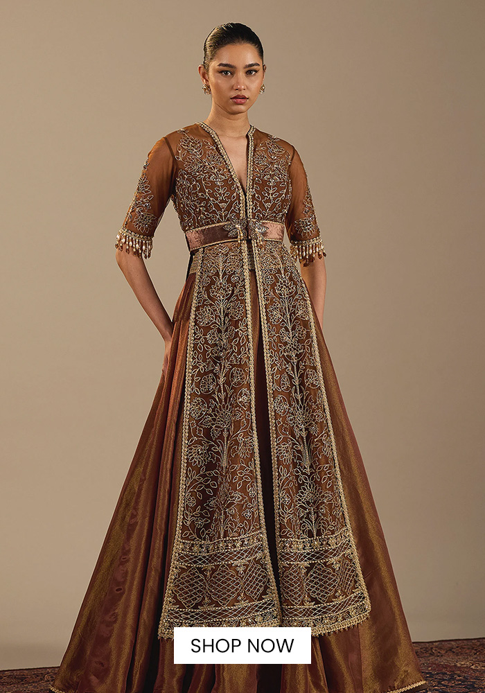 Zari embrodiered jacket and skirt set