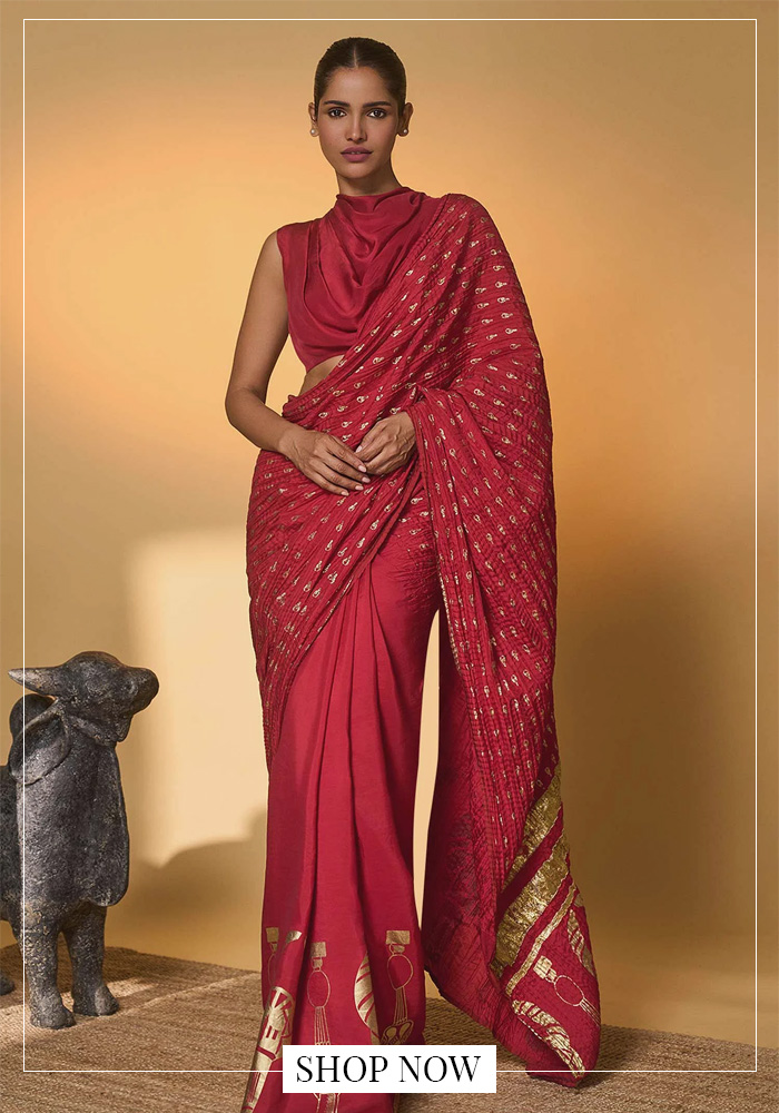 Red Saree Styled With Statement Jewelry for an Elegant Celebration