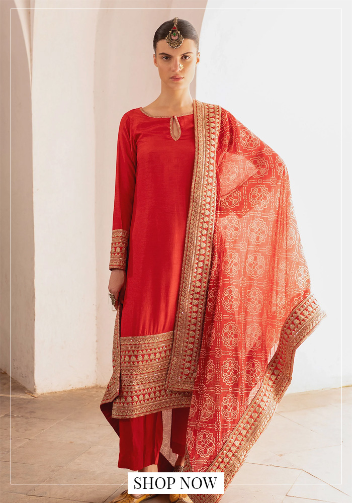 Red Kurta Set for a Polished Yet Comfortable Festive Look