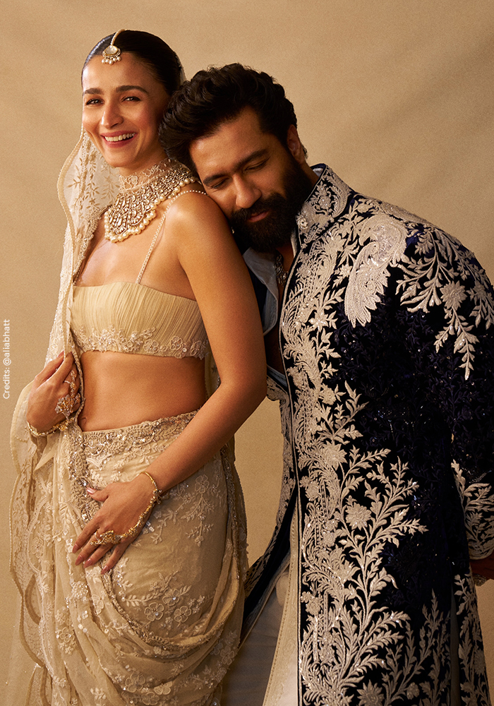 Why Alia Bhatt’s Chikankari Saree Is the Modern Bride’s Blueprint 8 Alia Bhatt and Vicky Kaushal as showstoppers for Manish Malhotra