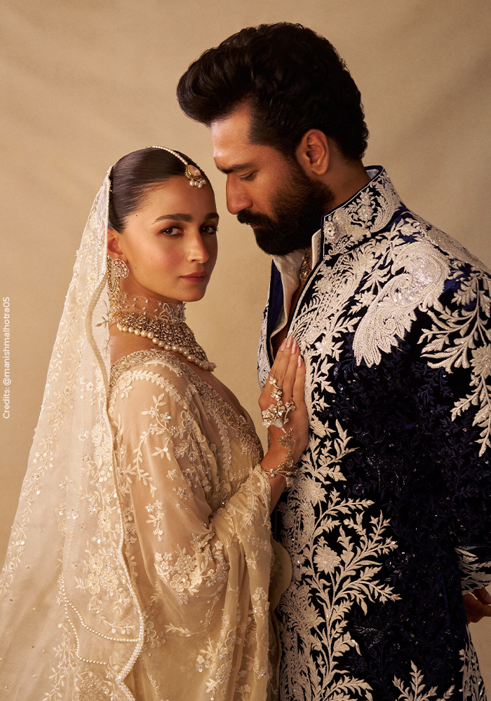 Why Alia Bhatt’s Chikankari Saree Is the Modern Bride’s Blueprint 7 Alia Bhatt and Vicky Kaushal turned showstoppers for Mijwan collection by Manish Malhotra