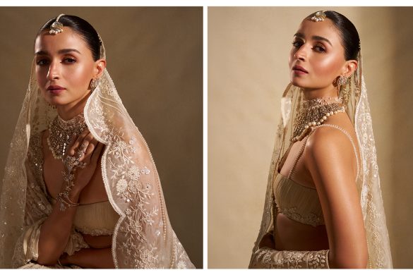 Alia Bhatt in ivory Manish Malhotra saree