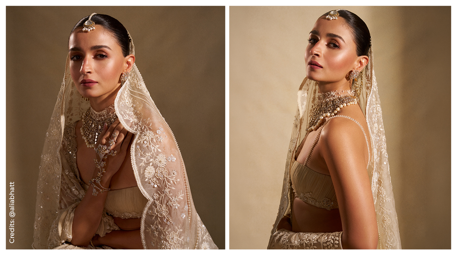 Alia Bhatt in ivory Manish Malhotra saree