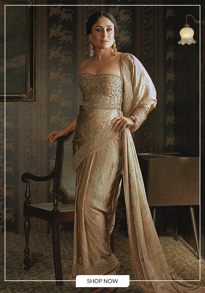 Beige Gold Imran Gown by Ritu Kumar