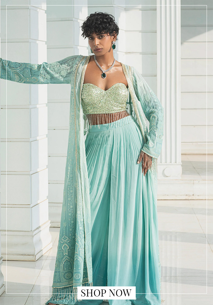 Chikankari cape and palazzo set