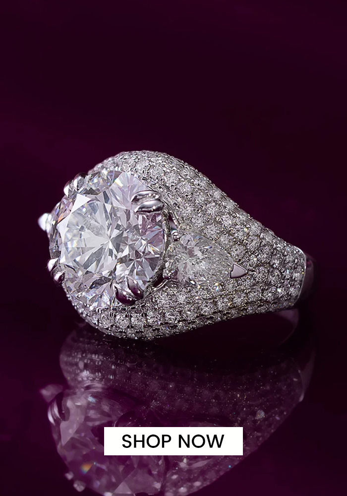 Dome diamond engagement ring