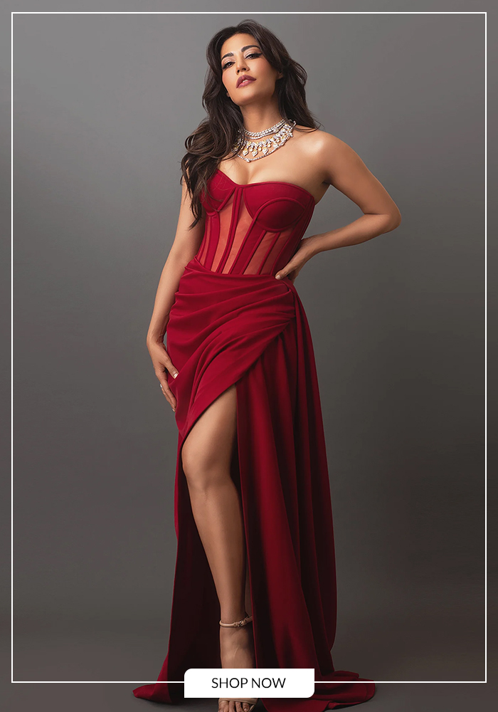 Draped corset maxi dress