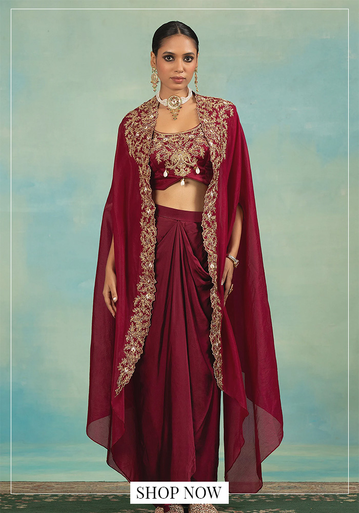 Draped dhoti set for UK garba night
