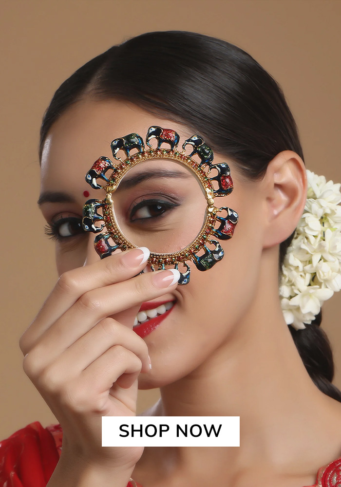 Elephant motif meenakari bangle