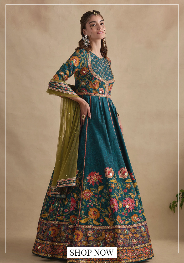 Embroidered anarkali with dupatta