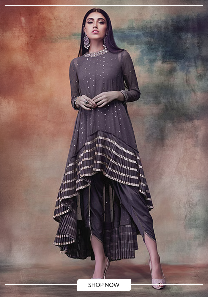 Embroidered kurta and dhoti pant set for navratri day 3