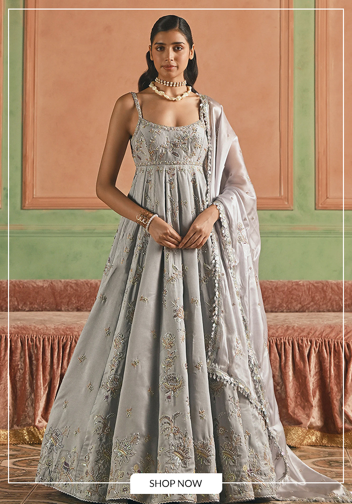 Flora embroidered anarkali set for navratri day 3