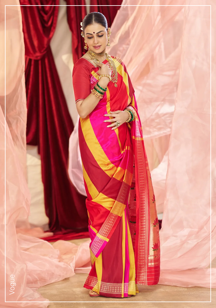 Genelia Deshmukh wearing paithani saree